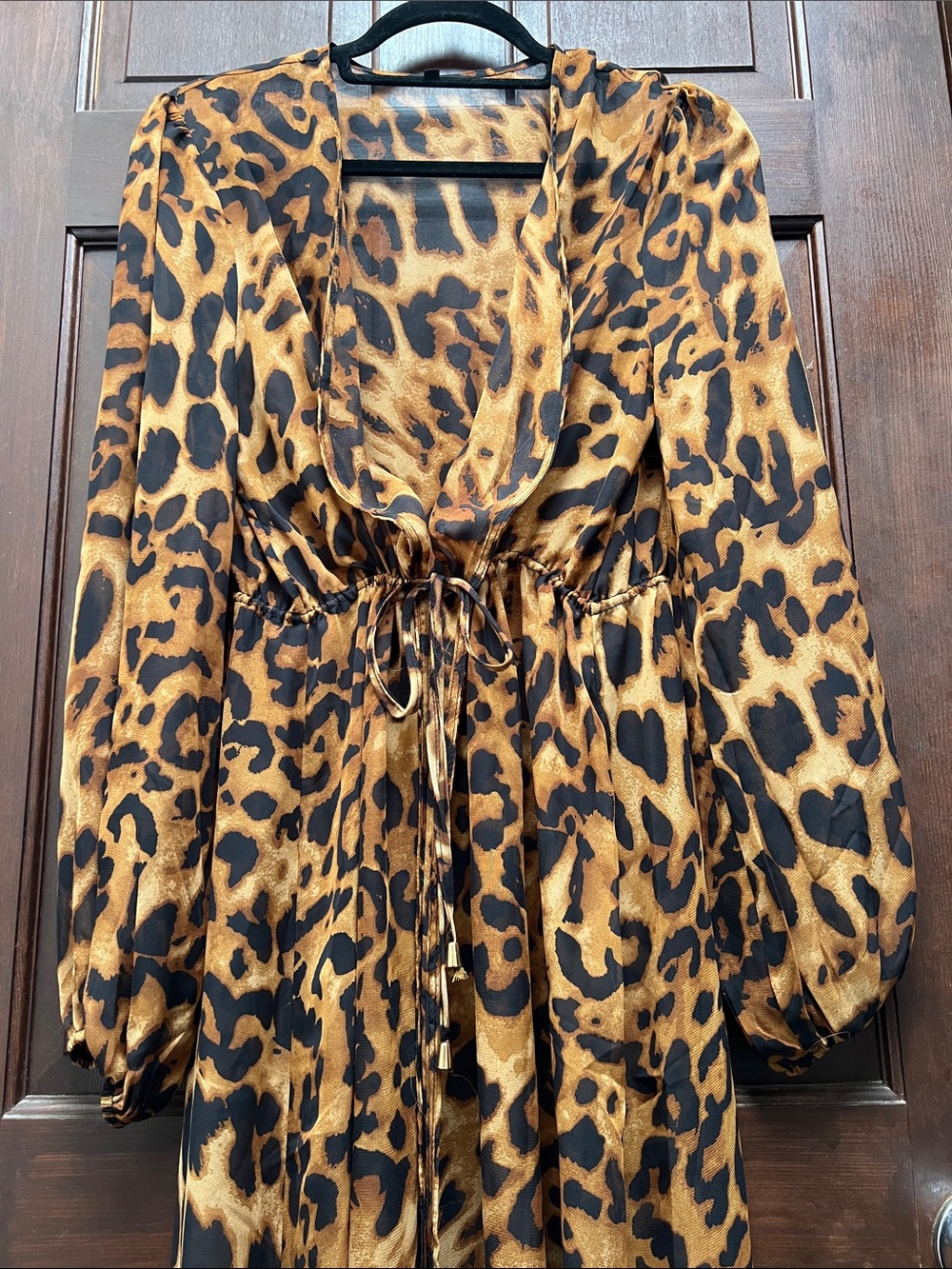Leopard Print Long Sheer Robe - Picture 3 of 15